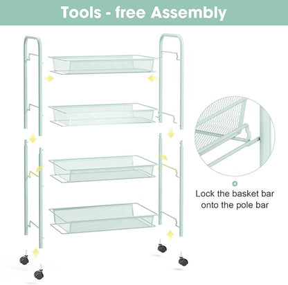 TOOLF 4-Tier Rolling Cart, Metal Utility Cart - Image 5