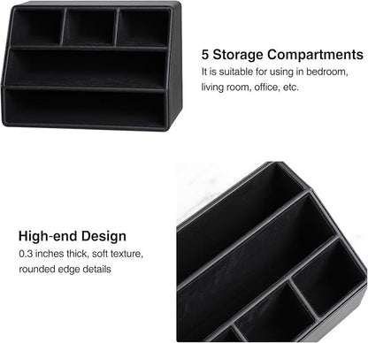 PU Leather Desk Organizer, Luxury Remote Control Holder - Image 5