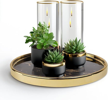 Black Vanity Tray Round Bathroom Decorative Tray by Decor+Trends