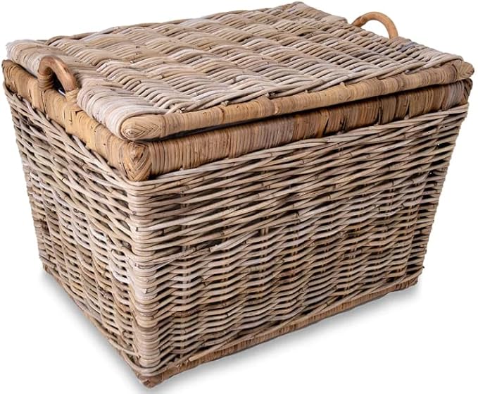 The Basket Lady Lift-Off Lid Wicker Storage Basket, 20 in L x 15 in W x 14 in H by TheBasketLady