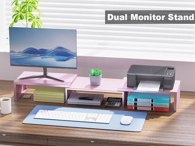 Dual Monitor Stand for Desk, Metal Monitor Riser - Image 6