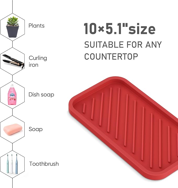 EG-SIPRO Silicone Sponge Holder, Large 10" Kitchen Sink Organizer Tray - Image 4