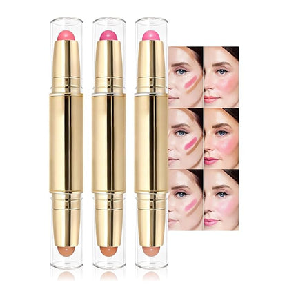 evpct 3Pcs 2In1 Blush Contour Multiuse Makeup Sticks Set, Ultra-Creamy Radiant by evpct