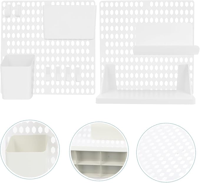 Wall Pegboard Storage Shelf White Plastic Organizer Rack - Image 6