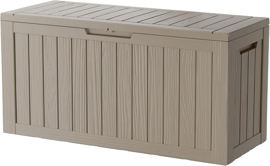 TARKARI 80 Gallon Lockable Resin Deck Box, Waterproof & UV-Resistant Outdoor by Home