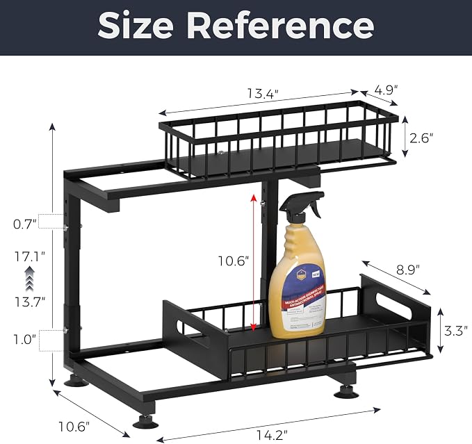 Under Sink Organizer, 2-Tier Pull Out Cabinet Drawer - Image 6
