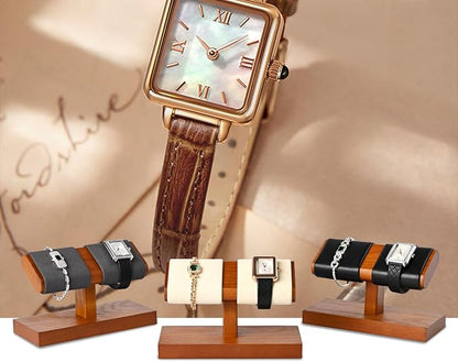 Oirlv Solid Wood Double Watch Display Stand Watch Bracelet Organizer（Grey） - Image 3