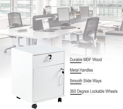File Cabinet with Lock and Drawer, Mobile Under Desk Storage Cabinet with 360° - Image 6