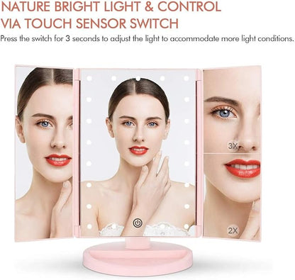 Tri-fold Lighted Vanity Makeup Mirror - Image 3
