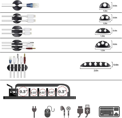 ELII 300PCS Cable Management Kit, 4 Cable Sleeve 35 Cable Clips - Image 5