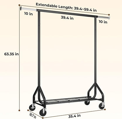 Heavy-Duty 450LBS Capacity Metal Clothes Rack，Rolling Clothing Rack - Image 8