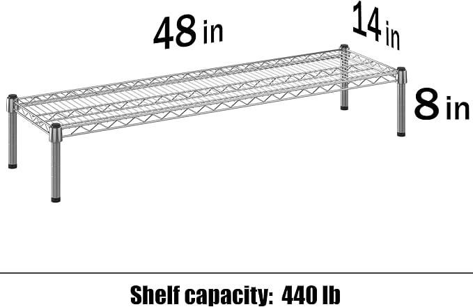 14" Deep x 48" Wide x 8" Height 1-Tier Wire Shelving Kit | NSF Commercial - Image 3