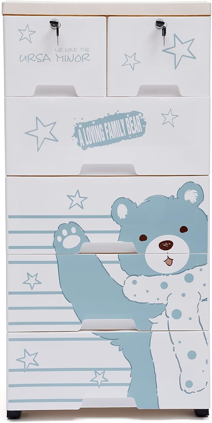 Plastic Drawers Dresser, 6 Drawers Storage Cabinet Polar Bear Tall Standing by Unknown