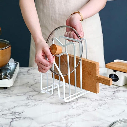 SUNFICON Cutting Board Rack Chopping Board Organizer Pot Pan Lids Holder Thin - Image 3
