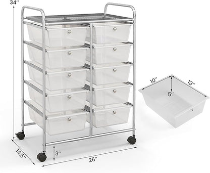 Giantex 10 Drawers Rolling Cart, Classroom Organizers, Storage Cart - Image 3