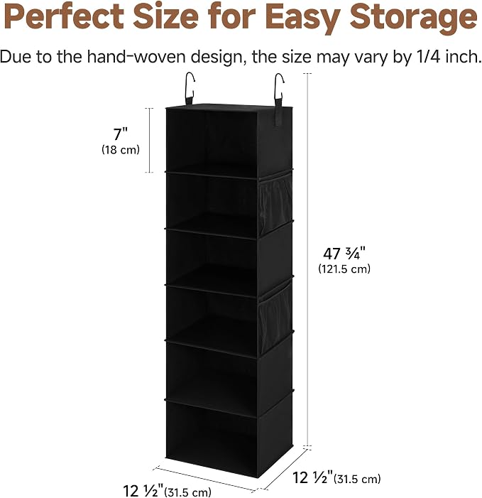 StorageWorks 6-Shelf Hanging Closet Organizers, Foldable Closet Storage - Image 3
