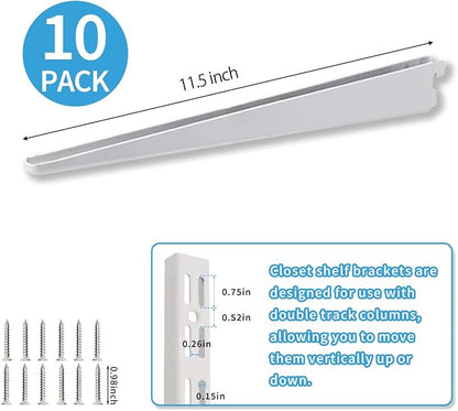 10 Pack 13‑Inch Adjustable Wire Shelf Brackets – Heavy‑Duty Double‑Track Closet - Image 2