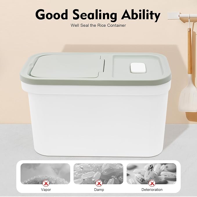 Large Storage Container 22lbs Rice Dispenser Large Rice Cereal Storage Flour - Image 9