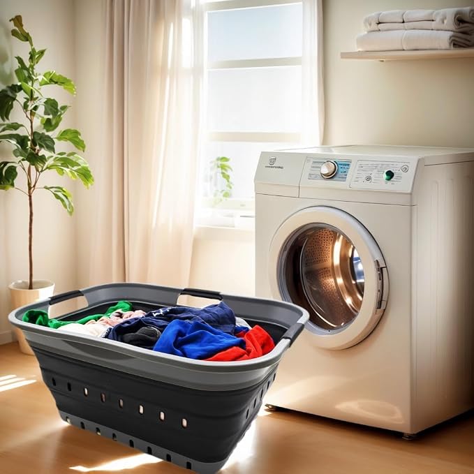 SAMMART 42L Collapsible Plastic Laundry Basket - Image 2