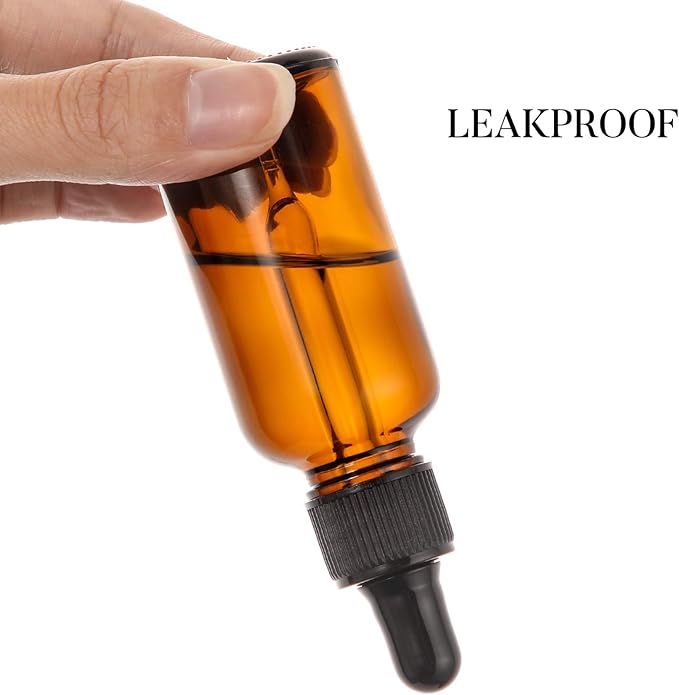 4 Pack, 1 oz Thick Dark Amber Glass Dropper Bottles - 30ml Tincture Bottles - Image 5