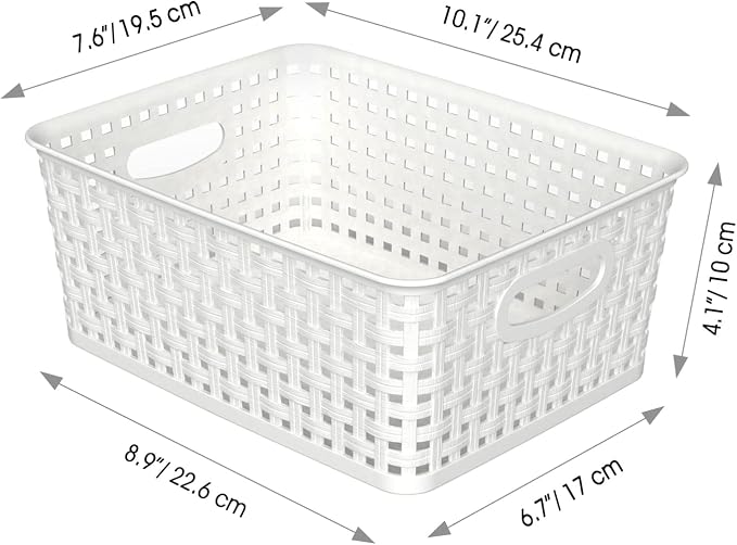 WYT 12-Pack Plastic Small Shelf Storage Weave Baskets - Image 2