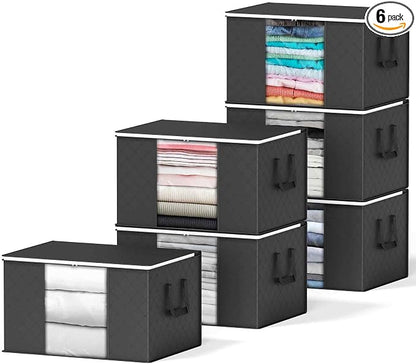 SpaceAid 6 Pack 90L Clothing Storage Bags, Heavy Duty Closet Storage Bins by SpaceAid