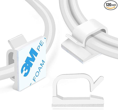 XHF 3/4” Adhesive Cable Wire Clips White 120pcs, Cable Staples Outdoor Cable by XHF
