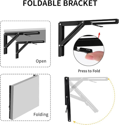 YUMORE Folding Shelf Bracket Heavy Duty, 12 Inch Collapsible Shelf Bracket - Image 3
