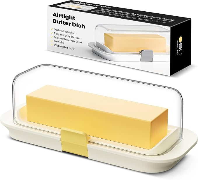 Butter Dish with Lid for Countertop and Refrigerator Door Shelf, Airtight by Pisol