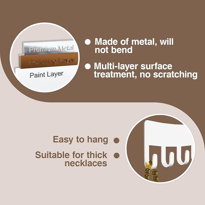 Wall Necklace Organizer Holder: Wall Mounted Jewelry Hanging Storage Necklaces - Image 5