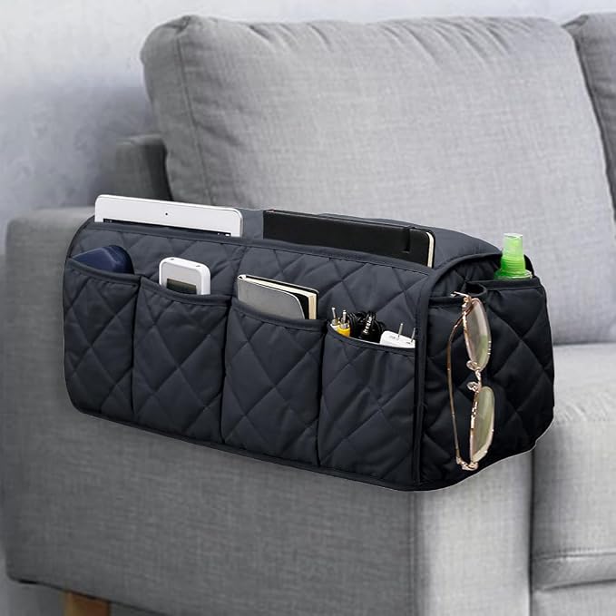 Sofa Armrest Organizer Non-Slip Arm Chair Bedside Caddy Storage Organizer by DECKALY