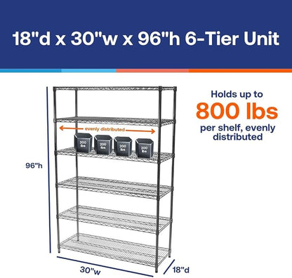 Shelving Inc. 18" d x 30" w x 96" h Chrome Wire Shelving - Image 6