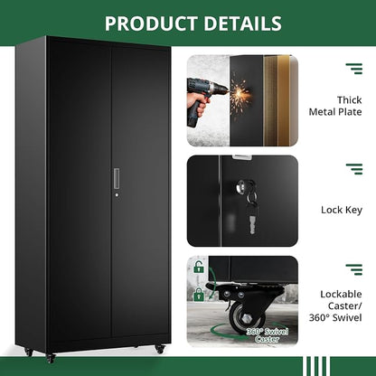 Metal Broom Closet, Garage Storage Cabinet, Tool Chest Bathroom Cabinet - Image 5