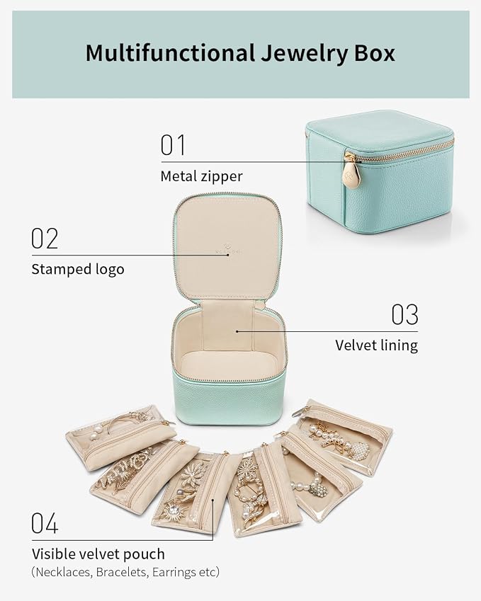Vlando Travel Jewelry Box for Women Faux Leather Jewelry Box - Image 5