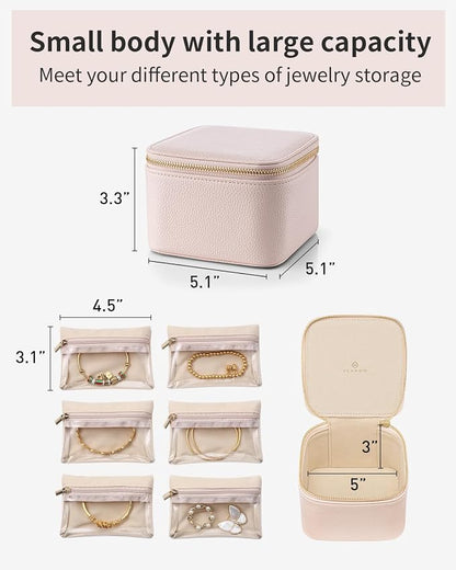 Vlando Jewelry Box with 6 Velvet Jewelry Bags Travel Jewelry Storage Box - Image 3