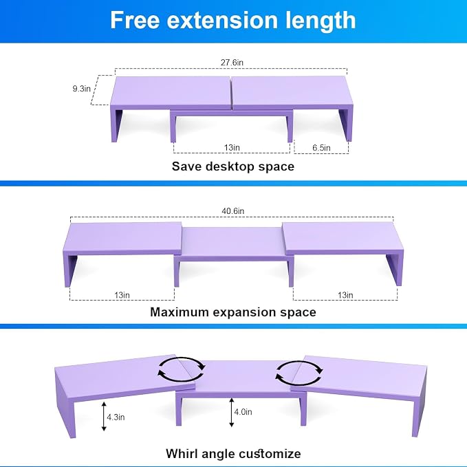 Dual Monitor Stand for Desk, Metal Monitor Riser - Image 4