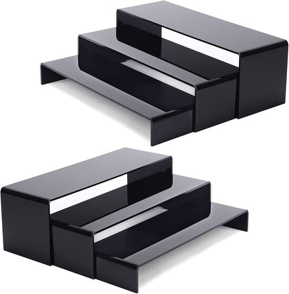 ANDGOO 6Pcs Large Acrylic Risers, 2 Set Black Rectangular Showcase Collectibles by ANDGOO