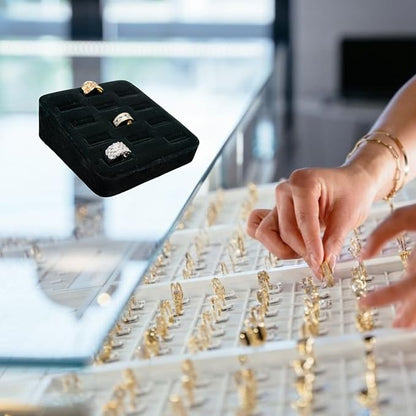 Novel Box 12-Slot Black Velvet Rings/Earrings/Cufflinks Holder Tray 5.75x5x2 - Image 7