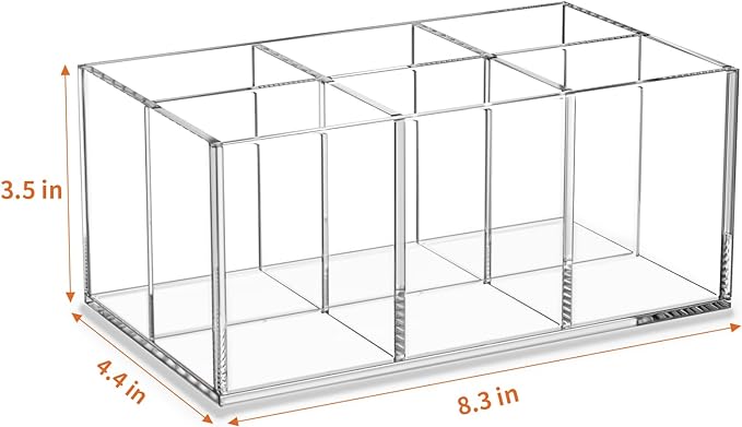 HIIMIEI Clear Makeup Brush Holder Organizer Acrylic 6-Slots Cosmetic Brushes - Image 2