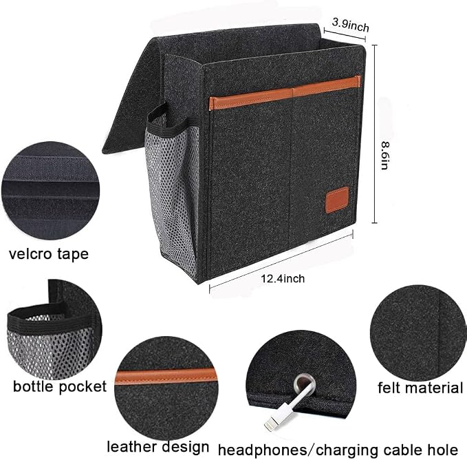 Bedside Caddy, Felt Bedside Storage Organizer, Hanging Storage - Image 2