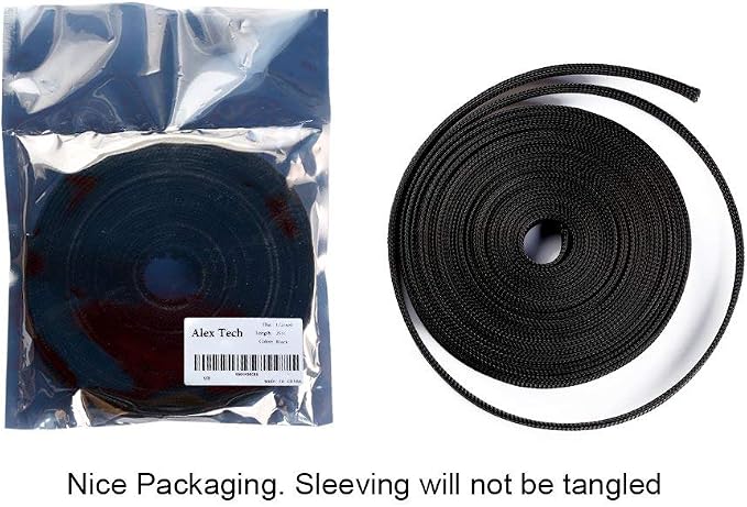 25ft - 1/2 inch PET Expandable Braided Sleeving – Black – Alex Tech Braided - Image 6