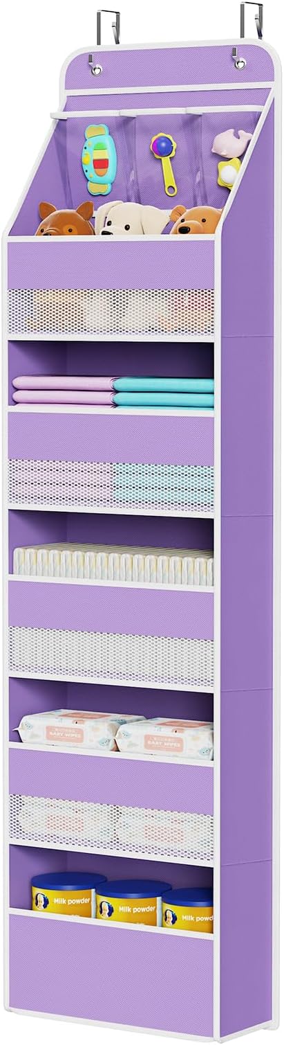 Univivi 6-Shelf Over Door Hanging Organizer Fabric Baby Door Storage by Univivi