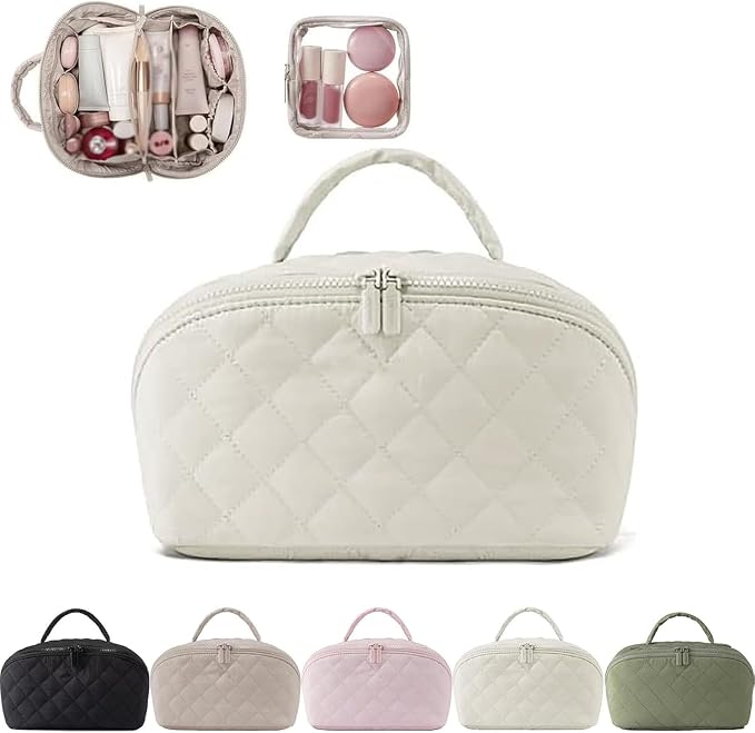 2026 New Travel Makeup Bag, Festivalment Wide Open Lay-Flat Water-Resistant by Unknown