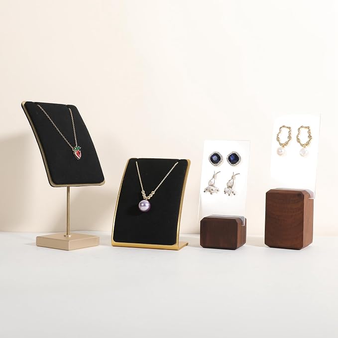 GemeShou Black Necklace display stand, Velvet Jewelry necklace display holder - Image 9