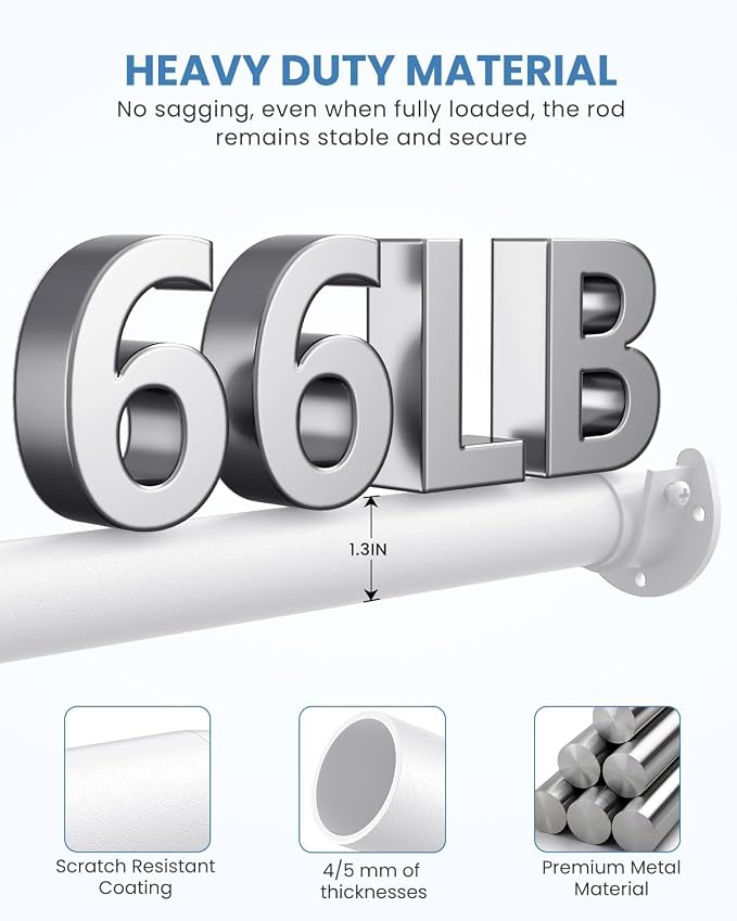 2 PACK Closet Rods for Hanging Clothes, 17 to 39 Inches Stepless Adjustable - Image 4