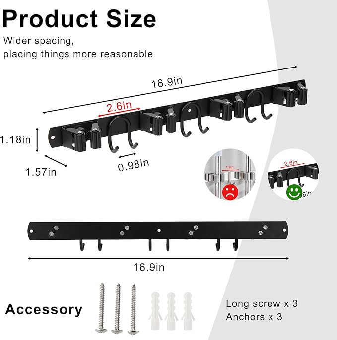 Mop Broom Holder Wall Mount - Image 4