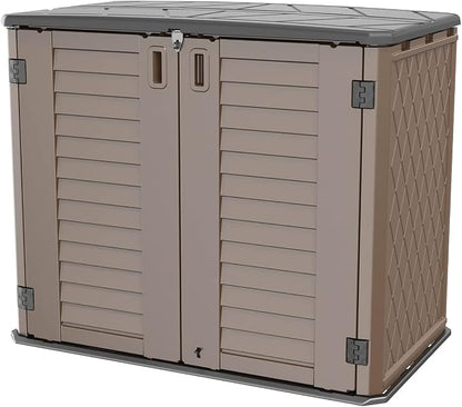 Horizontal Resin Storage Shed, 34 Horizontal Cu.ft Outdoor Storage Cabinet by Mrosaa