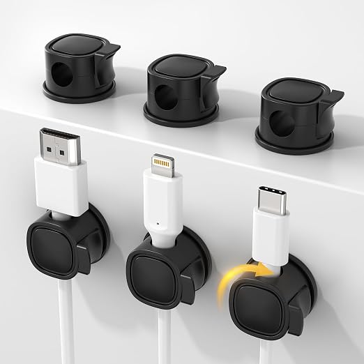 Rotatable Cord Organizer 6Pack, Spring Cable Clips by INCHOR