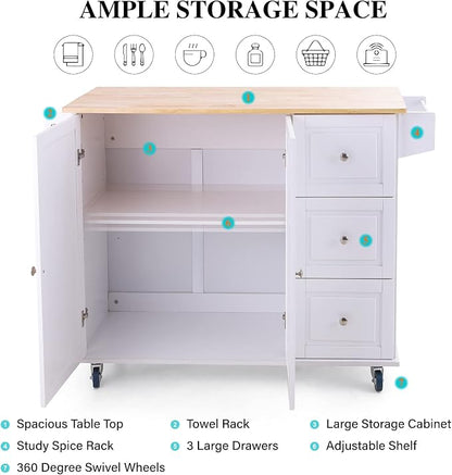 PHI VILLA Kitchen Island on Wheels Portable Kitchen Cart - Image 8
