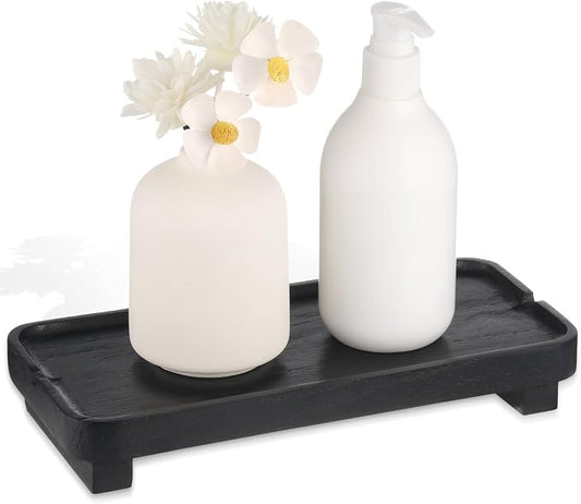 Wood Riser Small Decorative Tray Sink Soap Dish, Vanity Tray Pedestal Stand 10 by Hiitytin